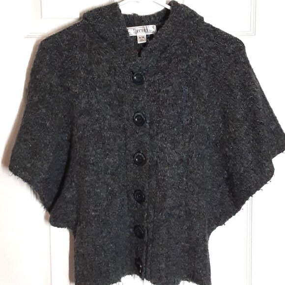 Decree Woman's Knit Sweater Top with Hood Size XL, Grey Color, Button up - Picture 1 of 7